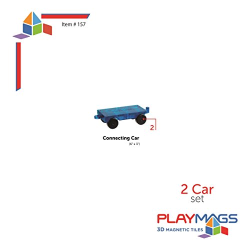 Playmags 2 Juego de Piezas de Coches: Más Fuerte fichas magnéticas y Bloques - Super Durable con Vivid Borrar Color de los Azulejos - Stem Juguetes para los niños. (Los Colores Pueden Variar)