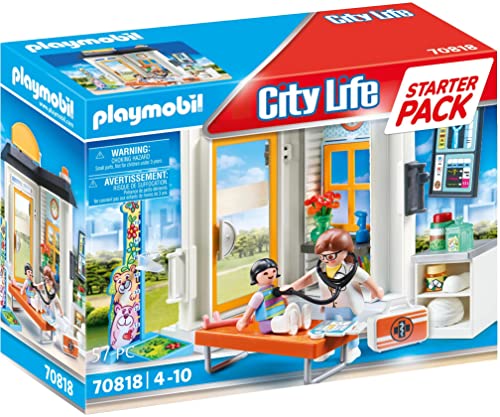 PLAYMOBIL City Life 70818 Starter Pack Pediatra, Juguete para niños a partir de 4 años