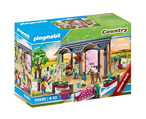 PLAYMOBIL Country 70995 Clases de Equitación con Boxes para Caballos, Juguetes para niños a partir de 4 años