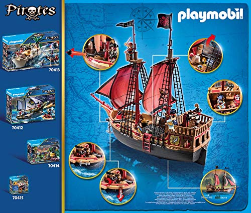 Playmobil Pirates Playset Barco Pirata Calavera, Multicolor (70411) + Pirates Escondite Pirata, A Partir De 5 Años, 70414