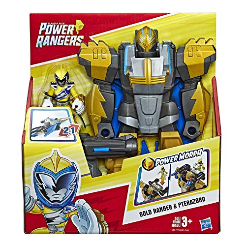 Playskool Heroes Power Rangers Morphin Zords Gold Ranger & Pterazord 3" Action Figures, Collectible Toys for Kids Ages 3 & Up
