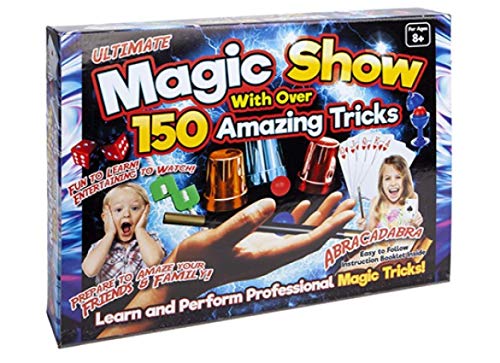 PMS Ultimate Magic Show Set con 150 trucos asombrosos, juego de magia para niños. Kit de magia completo con varita mágica, trucos de cartas y mucho más, Magic Made Easy para niños mayores de 8 años