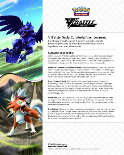 Pokémon | Paquete de mazos de Lycanroc V vs Corviknight V Battle Deck Bundle | Juego de Cartas | A Partir de 6 años | 2 Jugadores | 10 Minutos de Juego