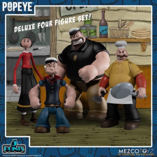 Popeye Mezco Toys 5 Points Action Figures Deluxe Box Set 9 cm
