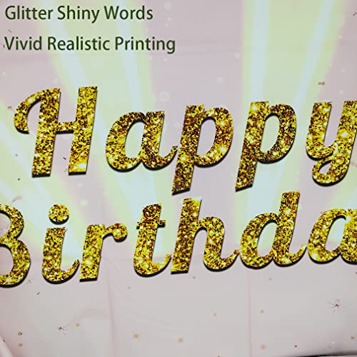 Póster decorativo de cumpleaños para niñas y mujeres, con texto "Happy Birthday", fondo de cumpleaños, para fiestas, tartas, tablas, muro o jardín, color oro rosa