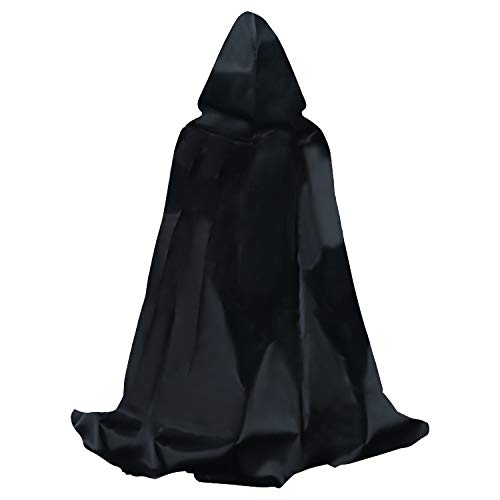 Proumhang Capa con capucha Vampiro Mago Bruja Disfraz de niño Carnaval de Halloween Capa de Navidad Mascarada Vestido medieval-M, Negro