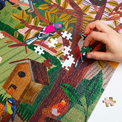 Puzzle de 1000 Piezas de Campo inglés y pájaros británicos | con póster y Hoja de Trivia a Juego | Diseño ilustrado Colorido, Regalo de cumpleaños, Regalos para jardineros, Arte de la Pared