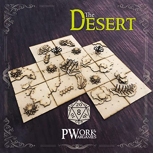 Pwork Wargames The Desert (El Desierto) - 3D Tactical maps RPG Fantasy Dungeon Tiles - Mapas tácticos 3D modulares de MDF 3 mm