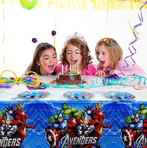 Qemsele Vajilla de cumpleaños de niños, 1 Mantel 20 Servilletas 20 Platos Desechables Fiesta Cumpleaños Decoración, Feliz cumpleaños Decoraciones Suministros Regalos Carnaval(Avengers)