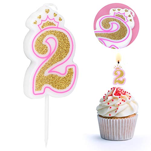 Qioniky Velas de números, Velas de Pastel de números de 0 a 8 años, Vela de cumpleaños compacta, para Fiestas temáticas de celebración(2)