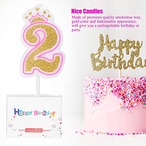 Qioniky Velas de números, Velas de Pastel de números de 0 a 8 años, Vela de cumpleaños compacta, para Fiestas temáticas de celebración(2)