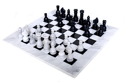 RADICALn Juego de ajedrez de mármol hecho a mano, diseño de cabra de artista, color blanco y negro