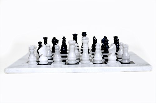 RADICALn Juego de ajedrez de mármol hecho a mano, diseño de cabra de artista, color blanco y negro