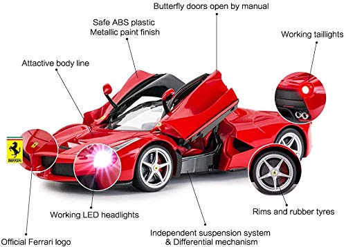 RASTAR Coche teledirigido de Ferrari, coche de juguete rojo 1:14, coche teledirigido de la Ferrari