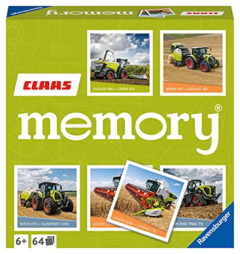 Ravensburger CLAAS Memory 20882 – El clásico Fans de máquinas agrícolas, Juego de características para 2 – 8 Jugadores a Partir de 6 años