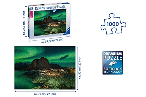 Ravensburger Puzzle 1000 Piezas, Aurora Boreal en Noruega, Colección Fotos y Paisajes, Puzzle para Adultos, Rompecabezas Ravensburger [Exclusivo en Amazon]