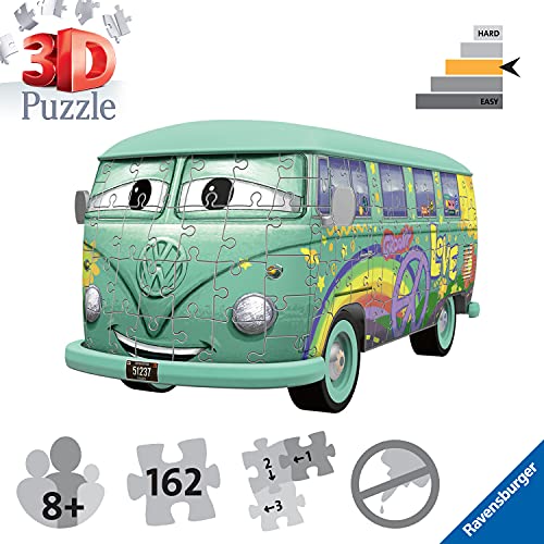 Ravensburger Puzzle 3D 11185 Volkswagen T1 Cars Fillmore, 162 Piezas Multicolor, Edad recomendada 8+, Dimensiones finales 30x14x15 cm