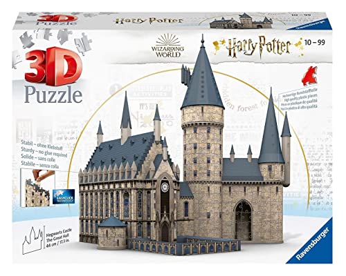 Ravensburger - Puzzle 3D de Harry Potter, Gran Salón del Castillo de Hogwarts, Edad recomendada 10+, 540 piezas - Dimensiones: Altura - 44,00 cm, Longitud - 40,80 cm, Ancho - 41,60 cm