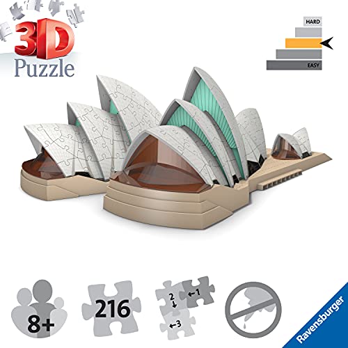 Ravensburger Puzzle, Puzzle 3D, Sydney Opera House, 216 Piezas, Edad Recomendada 10+, Rompecabezas de Calidad