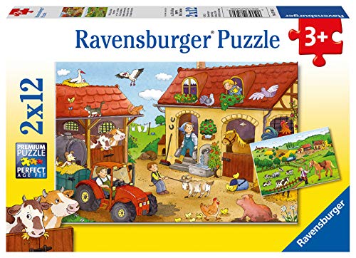 Ravensburger Trefl 07560 - Juego de 2 puzles (12 Piezas Cada uno), diseño de Granja