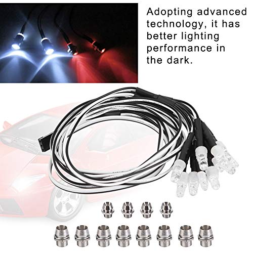 RC Luces LED de Coche, 12 Pcs 5mm/3mm Faros Delanteros y Luces Traseras LED para el Modelo RC Drift Car Accesorio