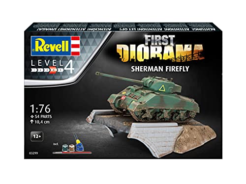 Revell 03299 First Diorama Set-Sherman Firefly - Kit de Modelo a Escala 1:76