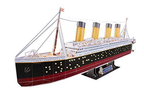 Revell 3D Puzzle- Probablemente el Barco más Famoso del Mundo, RMS Titanic con iluminación LED Descubre 3D, diversión para jóvenes y Mayores, Color Coloreado (154)