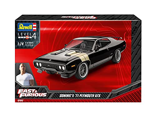 Revell Fast and The Furious 07692 Dominic's 1971 Plymouth GTX (Fast & Furious) Kit de Modelo a Escala 1:24, Color Negro
