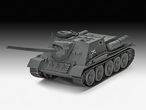Revell-SU-100 World of Tanks Maqueta para Principiantes con Sistema Easy Click, componentes de Colores, Coloreado (03507)