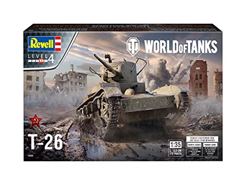 Revell-T-26 World of Tanks Maqueta Fiel al Original para avanzados, Color Plateado (03505)