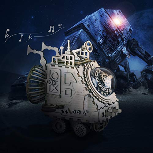 Robotime de Corte de láser de Madera de Rompecabezas-DIY Mecanismo de música de Caja de Madera Modelo de construcción de cumpleaños niños y Adultos (Space Vehicle)