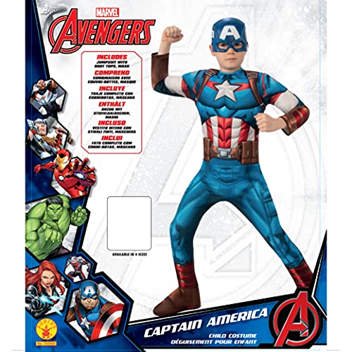 Rubies – Disfraz clásico oficial del Capitán América, niño, 702563-S, talla S de 5 a 6 años