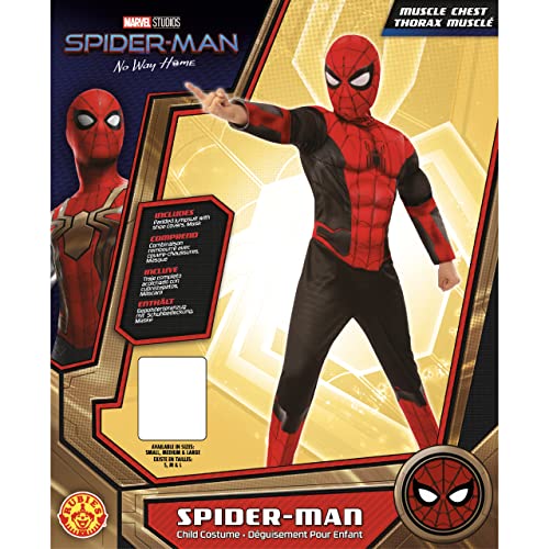 Rubies Disfraz oficial de Marvel Spider-Man No Way Home Deluxe para niños, color negro y rojo, vestido de superhéroe para niños, de 9 a 10 años