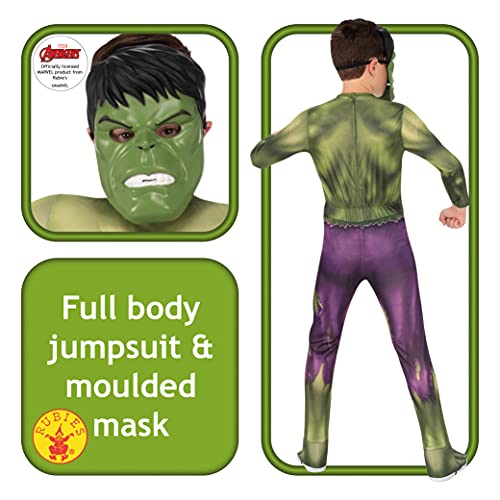 Rubies- Disfraz Oficial Hulk Avengers Classic niños, Detalles Impresos, Color Verde, M (Rubie'S I-702025M)