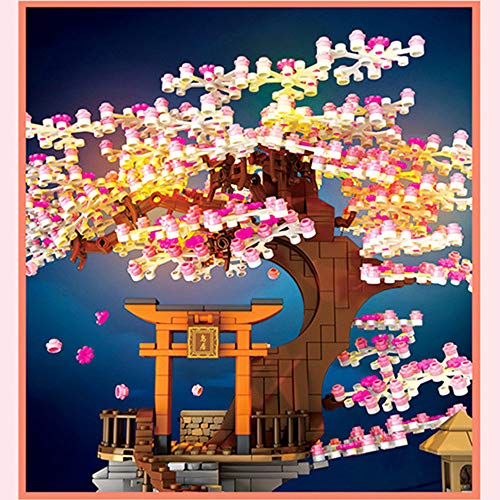 RuiDaXiang Kit de construcción de la casa árbol de Sakura, Juego de Bloques de construcción con iluminación del Santuario japonés Inari. Adecuado para Adultos o Chico ,Chicas de10+ años (1103PCS)