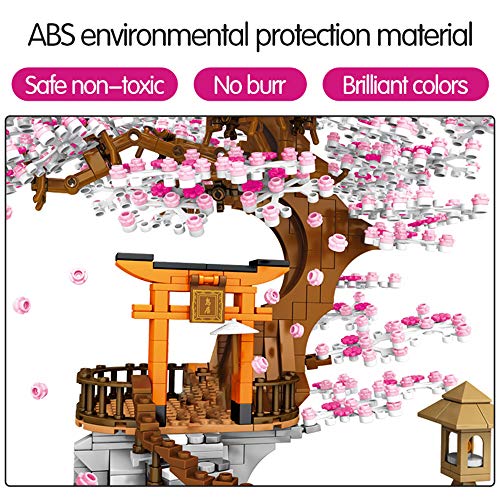 RuiDaXiang Kit de construcción de la casa árbol de Sakura, Juego de Bloques de construcción con iluminación del Santuario japonés Inari. Adecuado para Adultos o Chico ,Chicas de10+ años (1103PCS)