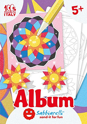 Sabbiarelli Sand-it For Fun - Álbum Los Mandala: 5 Dibujos pre-pegados para Colorear con la Arena (Arena no incluida), Adecuado para niños de años 5+