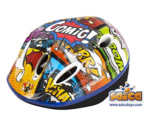 Saica- Mochia Set DE Mochila, Roller, Casco Y Protecciones CÓMIC, Multicolor (1)