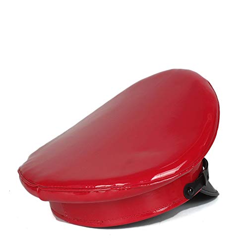 SAIPULIN 100% Cuero cortical Sombrero Militar Policía Casquillo del Sombrero de Cosplay Alemania Oficial del Ejército Hat Gorra con Visera Tamaño M L XL (Color : Rojo, tamaño : 61CM)