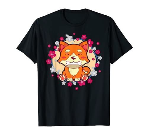 Sakura Animal Japonés Raza Perro Mascota Kawaii Shiba Inu Camiseta