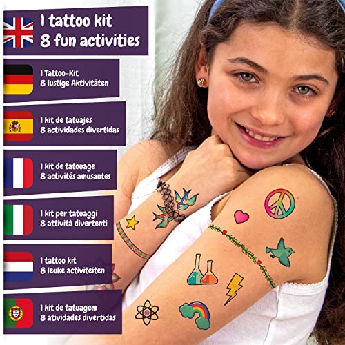 Science4you - Fábrica de Tatuajes Temporales para Niños 8 Años - Kit Manualidades y Experimentos para Niños: Kit con +60 Tatoos Infantiles, Regalo para Niñas, Juegos Educativos Niños 8-10 Años