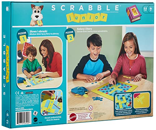 Scrabble Junior, jeu de société et de lettres pour enfants dès 6 ans, version polonaise, Y9735