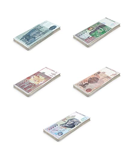 Scratch Cash Bundle Pesetas Soldi para jugar - 5 mazos - 25 x 500, 1000, 2000, 5000 y 10.000 (tamaño real)