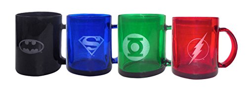 SD Toys SDTWRN89216 - Set de 4 tazas de cristal (SDTWRN89216) - Set de tazas transparentes DC Comics