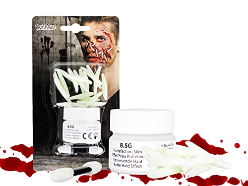 Selldorado® 1x Set de Maquillaje de Halloween Carne descompuesta y Tubo de Spray de Sangre para el Aspecto único de Zombie, Disfraz de Halloween, Accesorios, Maquillaje (3) Gusanos y Sangre