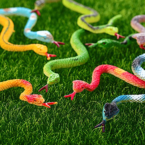 Serpientes Falsos de Plástico Serpiente de Selva Tropical Serpiente de Goma Realista Colorido para Niños y Niñas Decoración de Fiesta Juguetes de Mordaza Broma y Prop (24 Pieces)