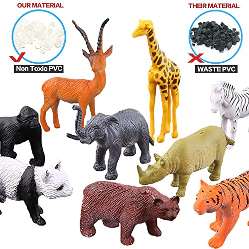 Set de 54 Piezas de Mini Animales de Jungle, Figura Animales, Mundo Zoológico Realista Silvestre de Vinilo Plástico, Recurso de Aprendizaje de Animales