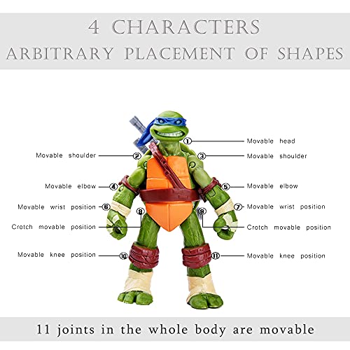 SHCUPE Tortugas Ninja Set,Figura de Acción Modelo de Personaje Colección de Cumpleaños para Niños,12cm