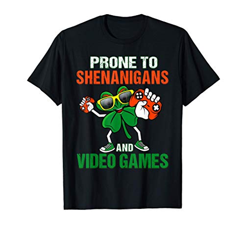 Shenanigans Video Games St Patricks Day Gamer Girl Boys Kid Camiseta