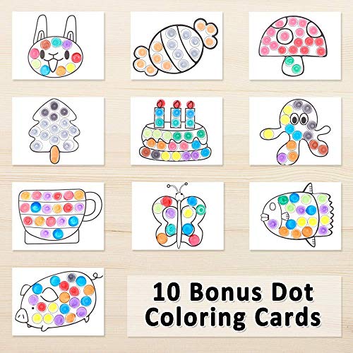 Shuttle Art Dot Markers, 14 colores altamente lavables Bingo Daubers Dabbers Dauber Dawgs para niños pequeños en edad preescolar Art Craft Supply con 10 patrones de papel adhesivo doble